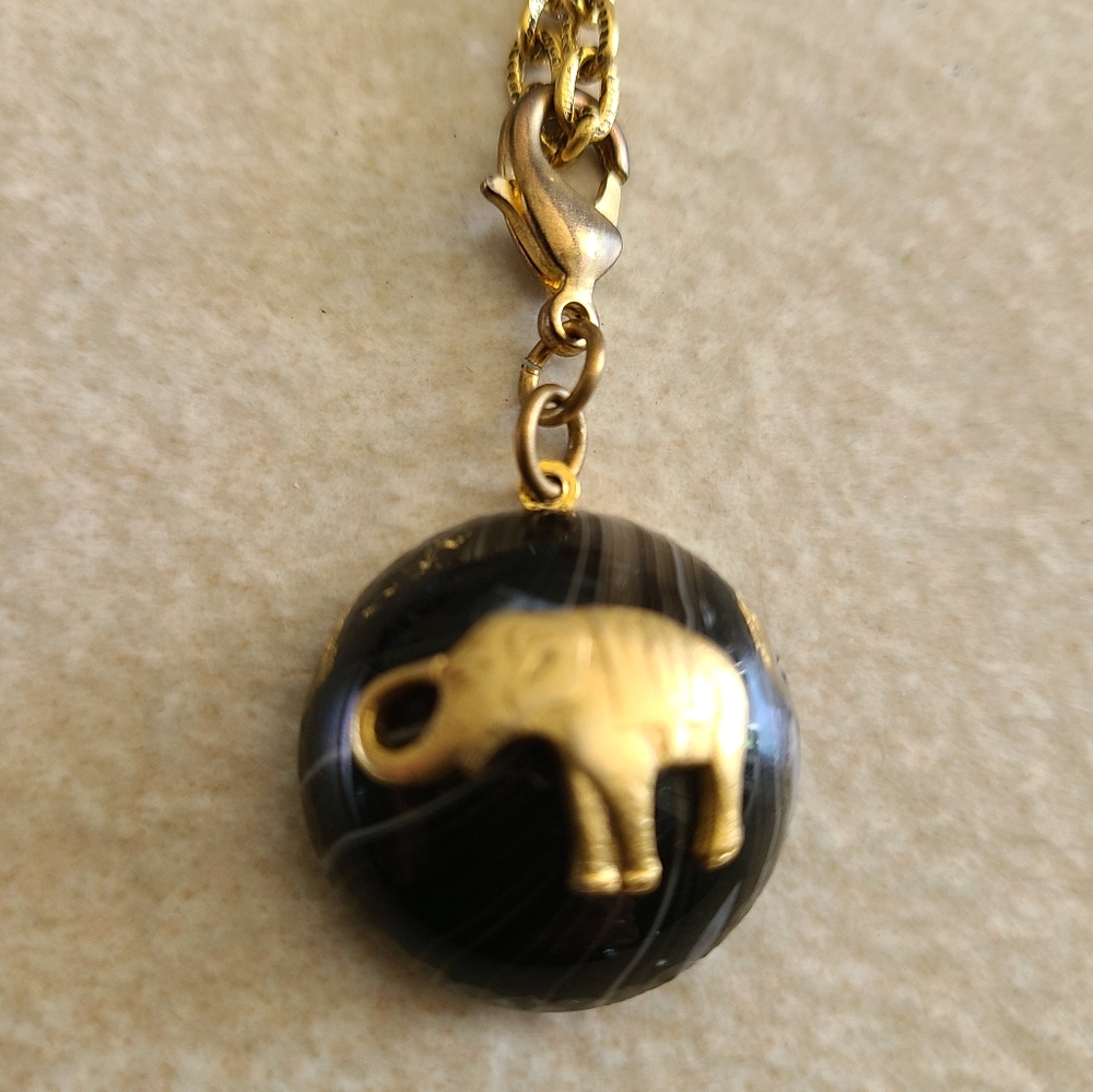 Anthropologie Gold and Black Beaded Necklace